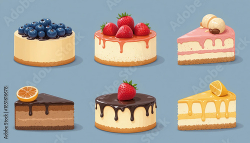 Illustration of a flat colored pancake cake icon with fruit topping