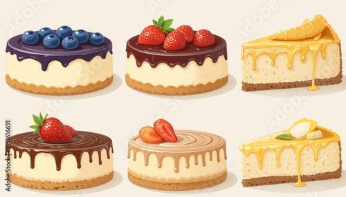 Illustration of a flat colored pancake cake icon with fruit topping