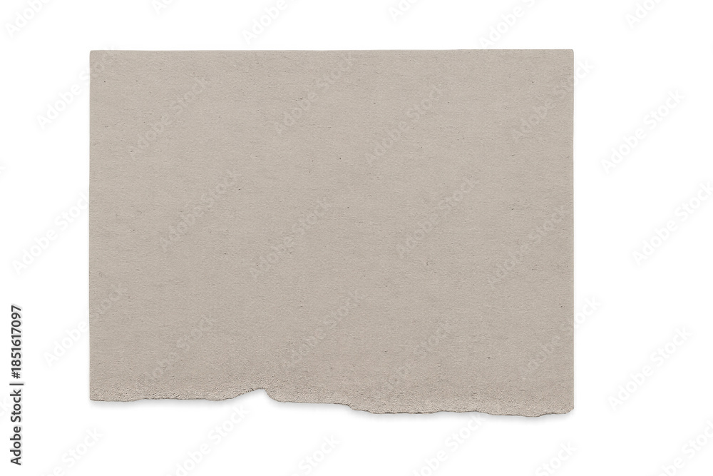 Fototapeta premium Beige torn paper piece with distressed ragged edge, blank rustic vintage cardboard scrap, grunge texture and transparent background