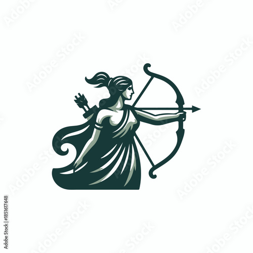 Artemis Archer Olympian Goddess Logo