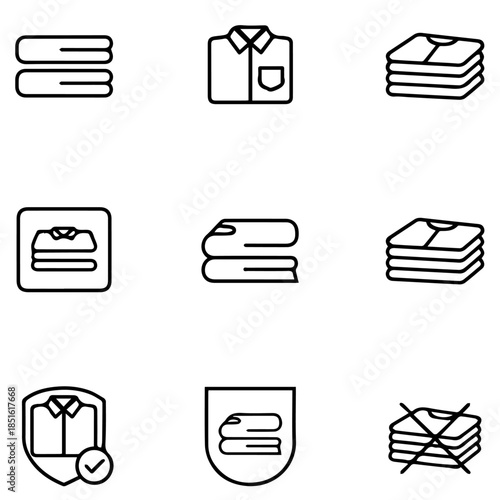 Folded shirt clothes icons set, Folded shirt clothes vector set