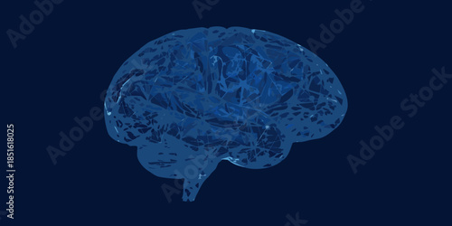 Abstract illustration of a human brain in shades of blue