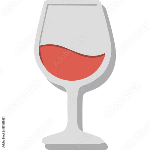 Red Wine Glass Icon: Simple Flat Design Illustration