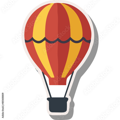 Retro Hot Air Balloon Graphic: Red & Yellow Stripes