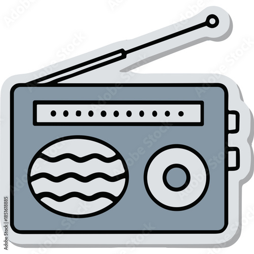 Retro Portable Radio Icon with Antenna