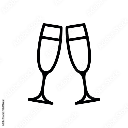 A simple illustration of two champagne flutes clinking together