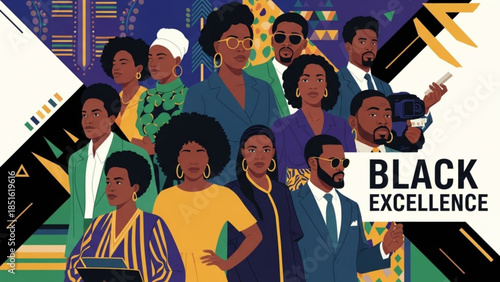 Diverse group of black professionals celebrating excellence and success in business