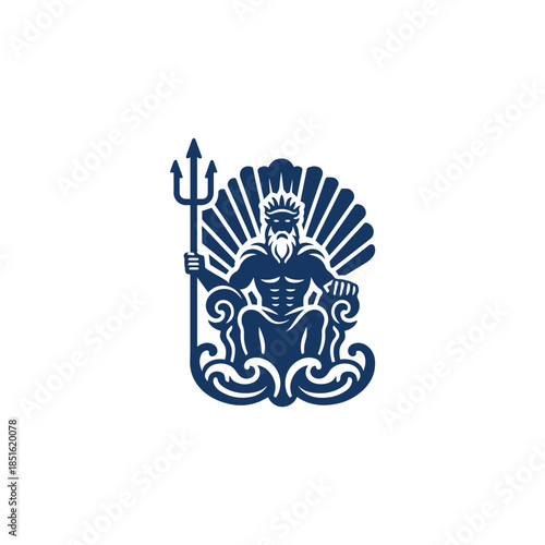 Poseidon God in Shell Throne Logo