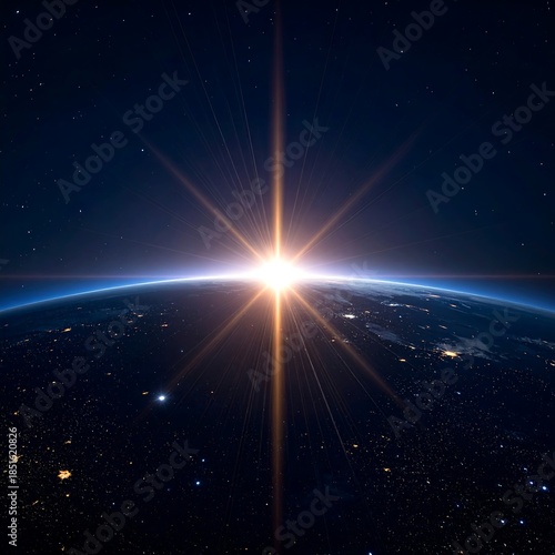 Orbital perspective of Earth with sunrise, a view of our planet