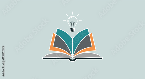Book with light bulb idea