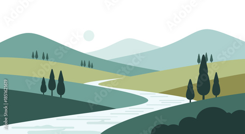 Stylized landscape scene
