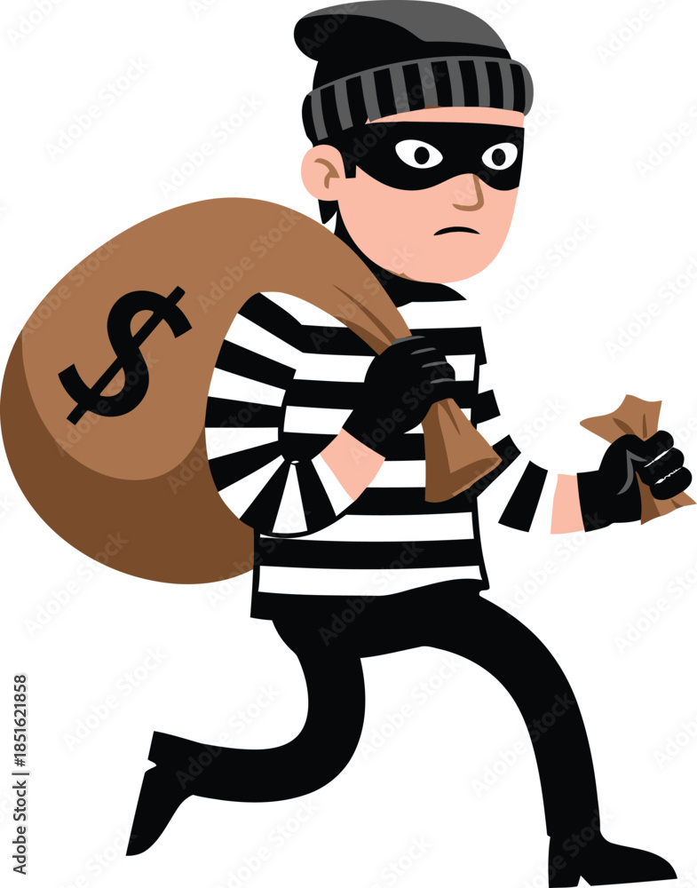 Fotografie Running thief with money bag