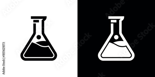 A contrasting image of a laboratory flask in black and white tones