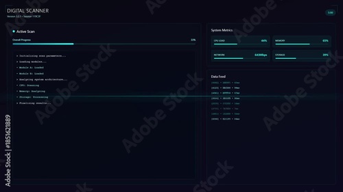 Wallpaper Mural  Futuristic Digital Scanner Interface with AI System Dashboard and Real-Time Data Analysis. Torontodigital.ca