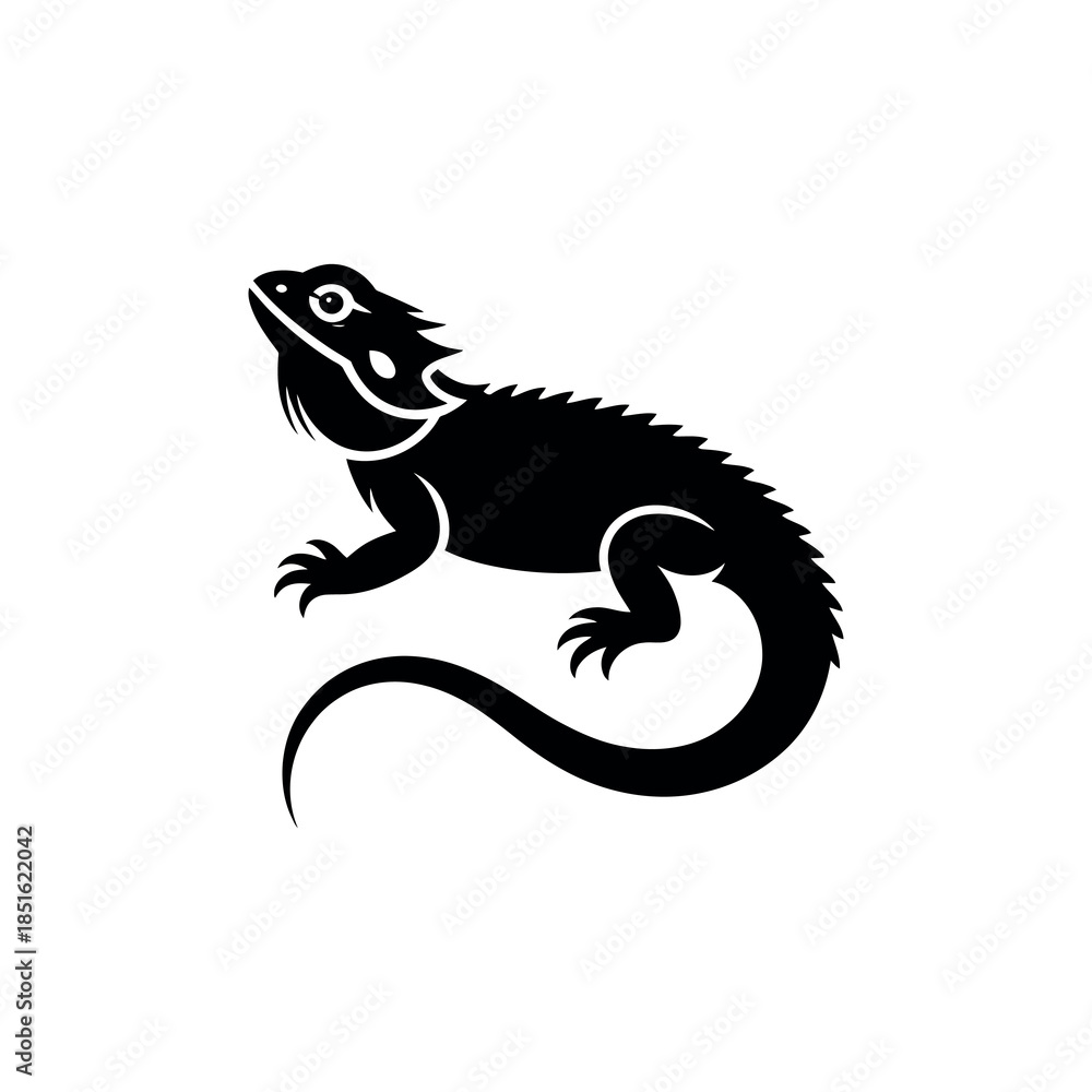 Fototapeta premium Detailed silhouette of a bearded dragon in a striking simple design
