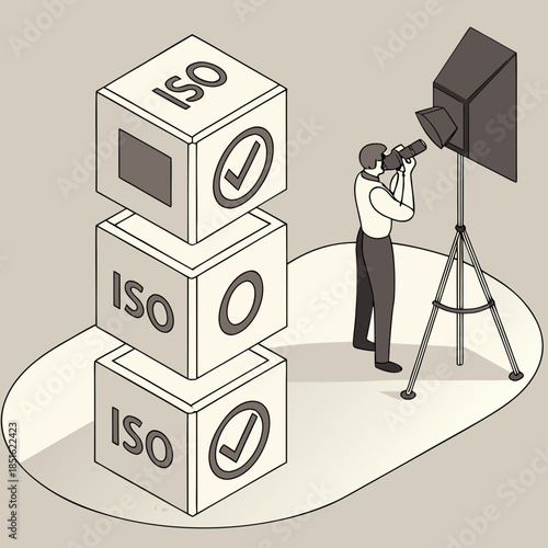 Photographer capturing images with professional camera and studio lighting setup.