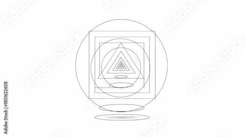 Geometric Shapes in Crystal Ball Illustration.