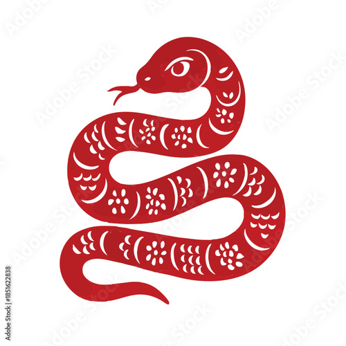 Print  Chinese Zodiac Snake Line Icon – Asian Horoscope Symbol, Minimal Clean Vector on White Background