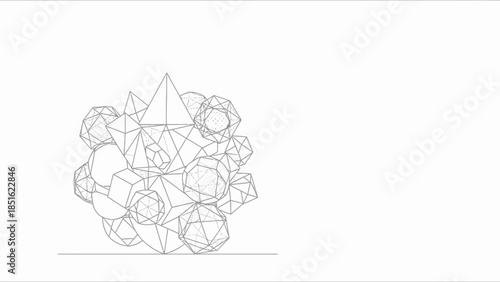 Line Art Illustration of a Diamond and Flowers.