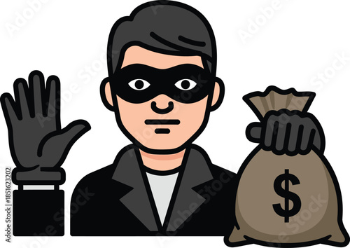 Thief with money bag