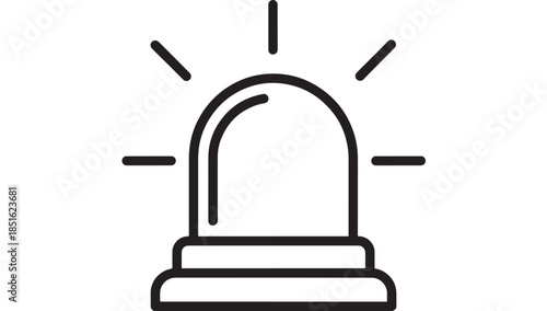 Simple black line art siren icon on transparent background silhouette