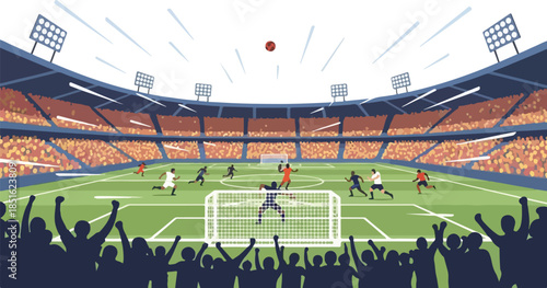 Cartoon Football Stadium Crowd Illustration