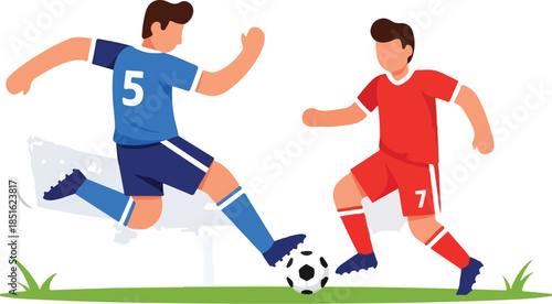set of vector people play football soccer . Illustrations of people. run , practice, gym isolated object flat style 2D