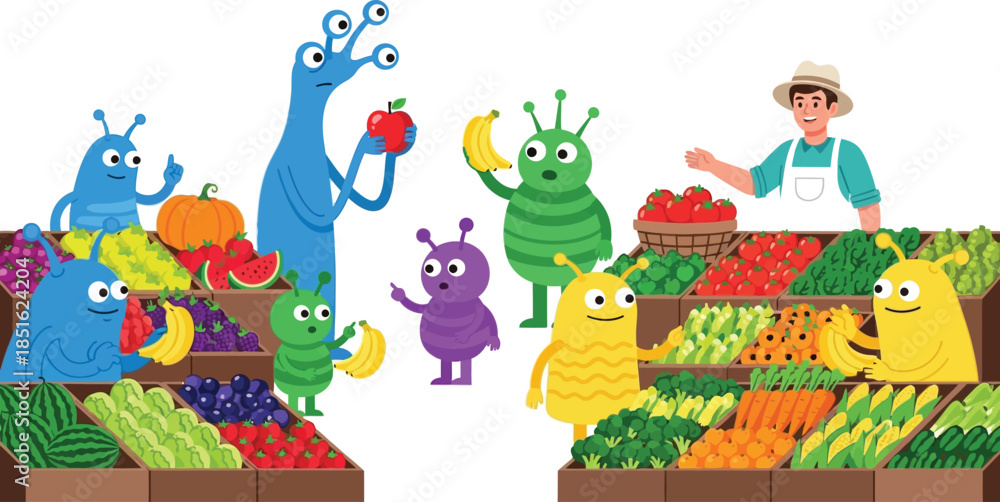 Obraz premium Alien fruit market scene