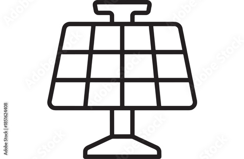 Simple solar panel icon design with a stand on transparent background silhouette