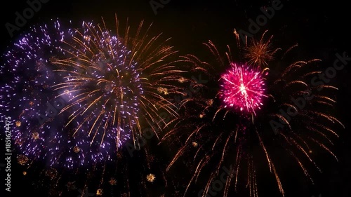 Festive fireworks on a black background