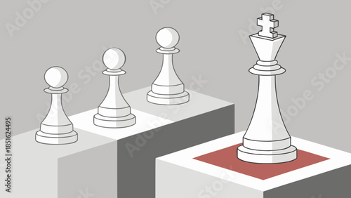 Chess pieces on different levels representing career growth and success.