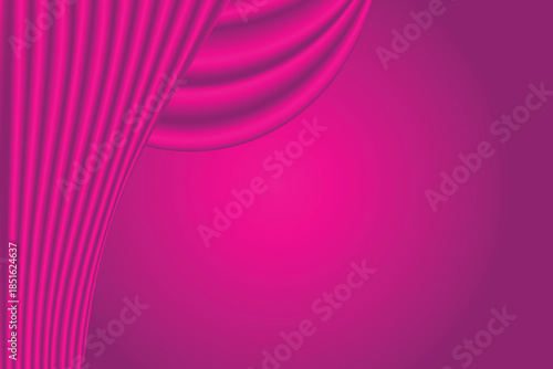 On the left and right sides, there are deep red velvet-style curtains. They are draped and pulled back with fabric ties, creating a "framed" look for the centre of the image. The curtains feature vert