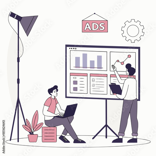 Digital Marketing Team Analyzing Ad Campaign Performance.