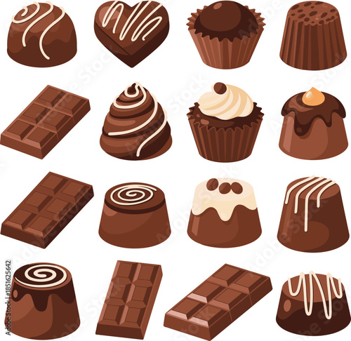 Assorted Chocolate Treats and Sweets in Brown and White