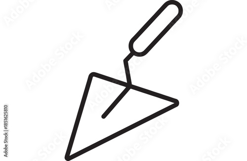 Simple black outline of a bricklaying trowel on transparent background silhouette