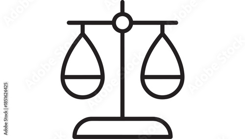 Simple scales of justice icon with a clean design on transparent background silhouette
