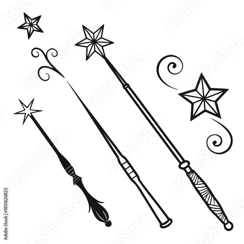 Magical wands with stars