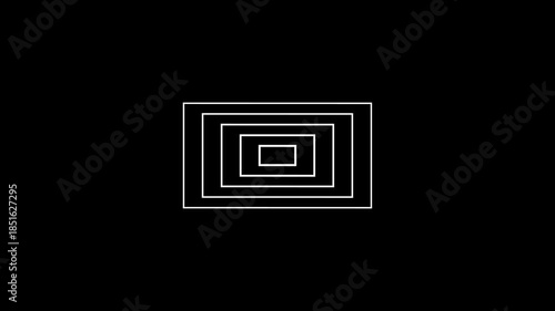 An abstract black and white square pattern design creates a 3d vector frame for a blank art gallery wall in an empty interior room decoration