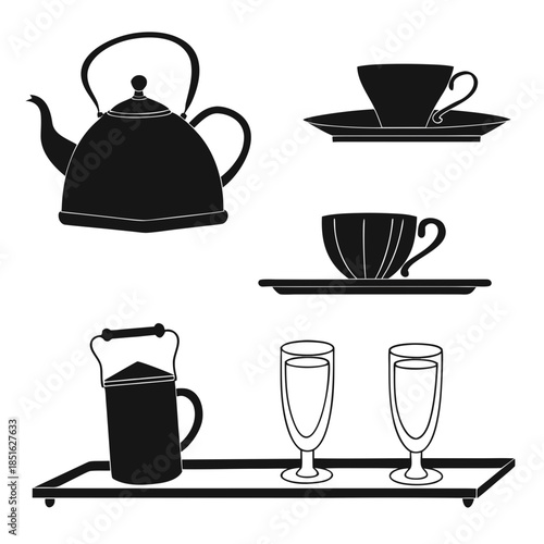 Tea and coffee set illustration