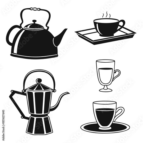 Coffee and tea illustration set