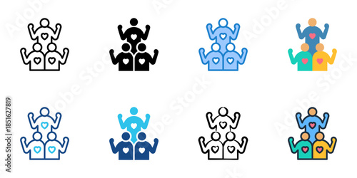 Volunteer icons set multiple style collection.
