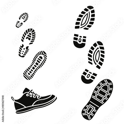 Shoe prints and shoe illustration