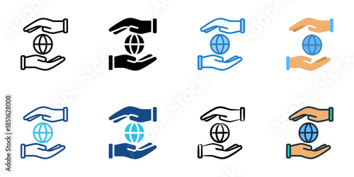 Nonprofit organization icons set multiple style collection.
