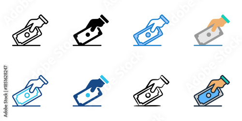 Donation icons set multiple style collection.
