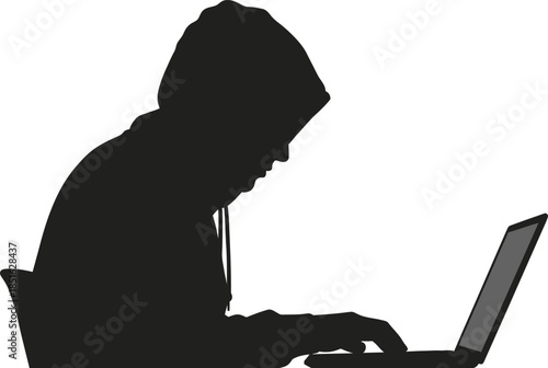 Hacker silhouette on laptop