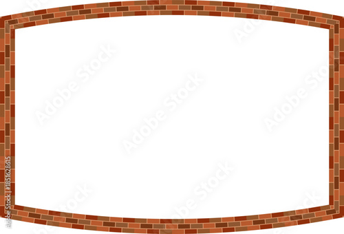 Rectangle shape brick brickwork brown border picture frame vintage retro antique handcraft framework architecture decorative element isolated background 