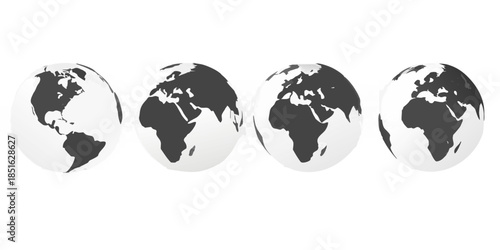 Four images of earth from space showcasing different continental views