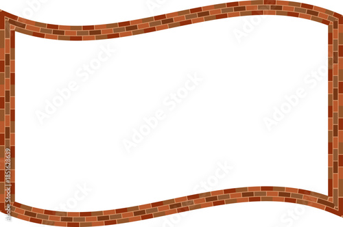 Rectangle shape brick brickwork brown border picture frame vintage retro antique handcraft framework architecture decorative element isolated background 