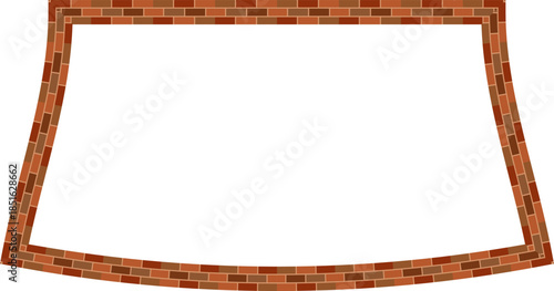 Rectangle shape brick brickwork brown border picture frame vintage retro antique handcraft framework architecture decorative element isolated background 