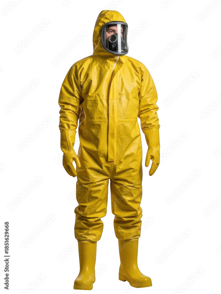 Fototapeta premium Person in full protective hazmat suit isolated on transparent background
